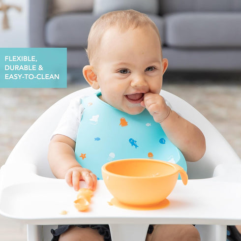 6-24 Bumkins Bibs, Silicone Pocket for Babies, Baby Bib for Girl or Boy, for Months Up to Toddler, Essential Must Have