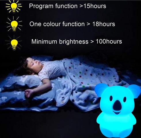 Setting Large Koala Night Lights Kid Bedside Bedroom Light, Nursery Moon lamp, Portable Color Changing Care Lamps