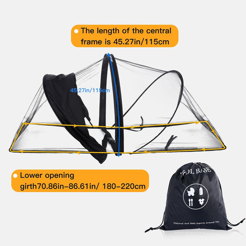 Baby Mosquito Net for Stroller, 2 in 1 Adjustable Sunshade, Breathable Double Zip Mosquito Netting (Upgrade, Black)