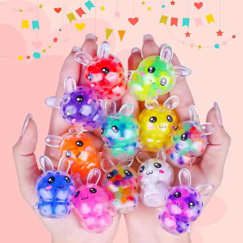 12 Exun Pcs Easter Bunny Mini Squeeze Balls, Easter Basket Stuffers, Easter Egg Fillers, Squishies Stress Relief Fidget