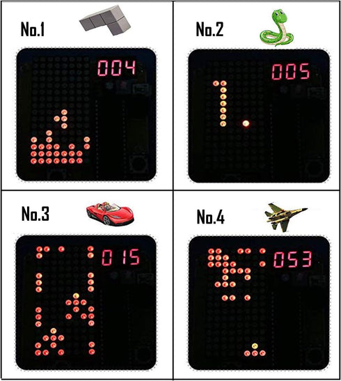 DIY Soldering Project Game Kit Retro Classic Electronic with 5 Games and Acrylic Case, Ideal for STEM Education