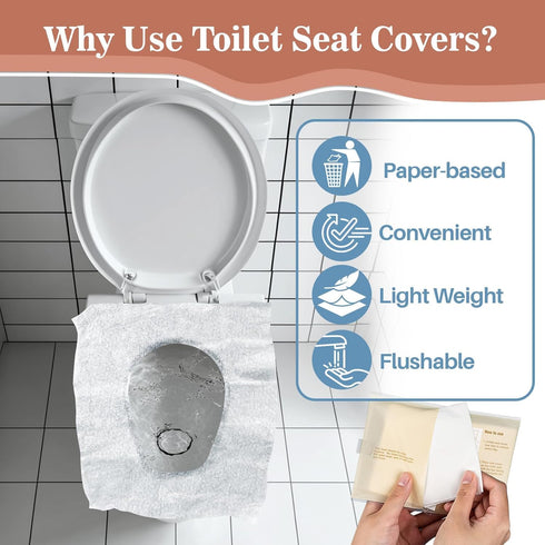 RAINFLOW 10 Pack Toilet Seat Covers Disposable Flushable - Portable Travel Toilet Seat Cover, Individually Wrapped