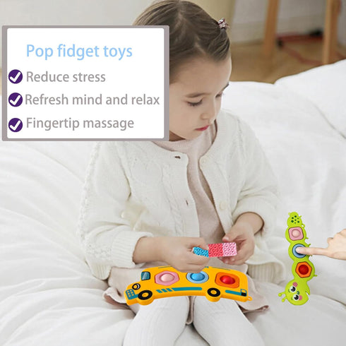 RVRHLMI 7Pc Easter Gifts for Kids Fidget Popper Toys for Kids Sensory Strips Sensory Push and Popping Bubbles
