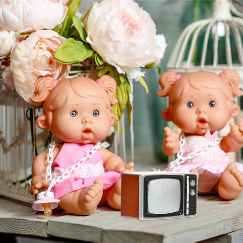 Doll House TV Model Mini Vintage Television for Doll House Living Room Furniture Accessories