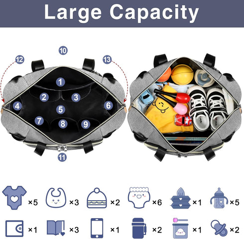 Mommy ITIEZY Diaper Bag Tote for Baby - Large Bag with Portable Changing Pad Pacifier Case, Hospital Bags Travel Baby