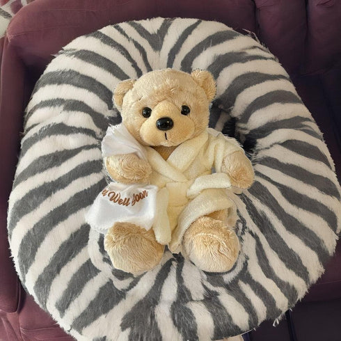 Get Well Soon Bear in Cream Robe with Blanket, Soft Plush Bear Gifts for Women, Men, Kids, Girls