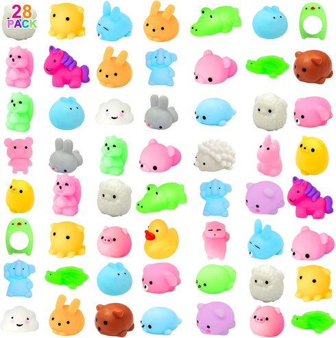 28 Pack Easter Mochi Squishies Toys, Easter Basket Stuffers Mini Kawaii Squishy