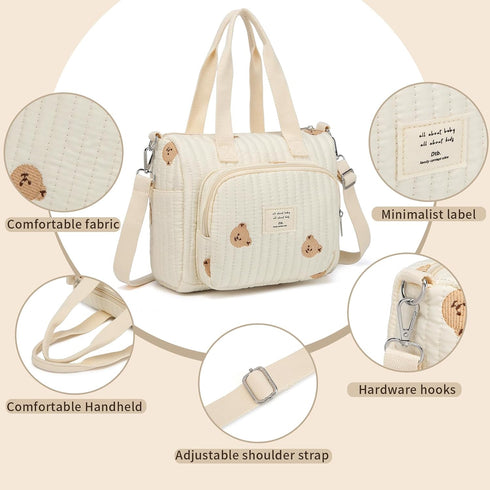 Fwkekye 5 Small Diaper Bag Tote, Crossbody Diaper Bag Mini Purse with Pockets, Travel Baby Bag for boys & Girls, Off