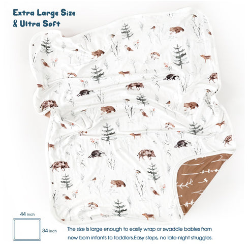 GRSSDER Baby Blankets Super Soft Stretchy Jersey Knit Swaddle Blanket for Baby Girls and Boys, Double Layer Reversible Receiving Blankets 34 x 44, Extra Large for Swaddling by GRSSDER