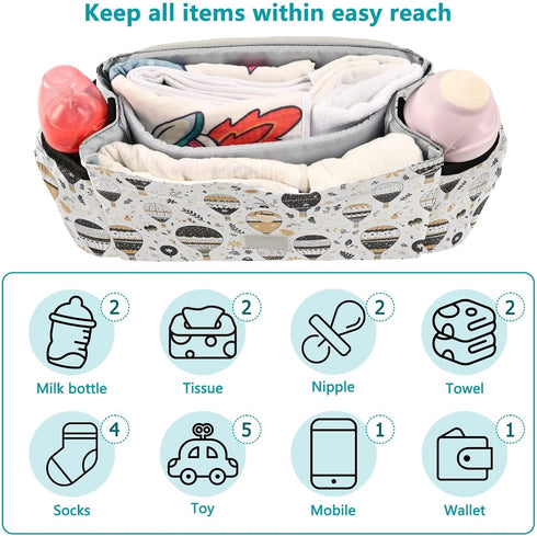 miaozhen Cartoon Balloon Black White stroller cup holder organizer baby caddy organizer large baby bottle holder