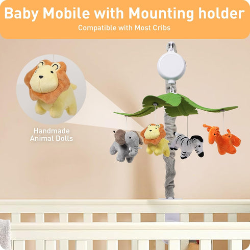 NICEMER 12 Baby Crib Mobile - Jungle Animal Mobile for Crib Nursery Musical Mobile Gender Neutral for Boys and Girls