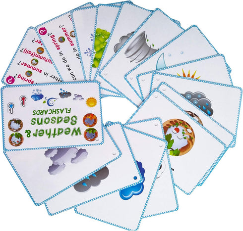 Weather & Seasons Flashcards, Educational Learning Toys for Toddlers, Kindergarten Supplies