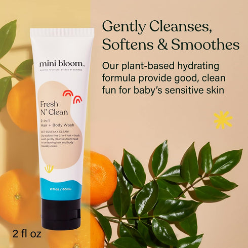 Fresh N’ Clean 2-in-1 Baby & Kid Safe Shampoo, Aloe Leaf, Chamomile, Lavender, Sulfate-Free, Travel Size
