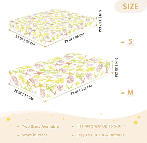 miaozhen 1 Pack 52x28 Cotton Baby Crib Sheets Comfy Breathable Style Coral Animals Toddler Mattresses for Nursery para