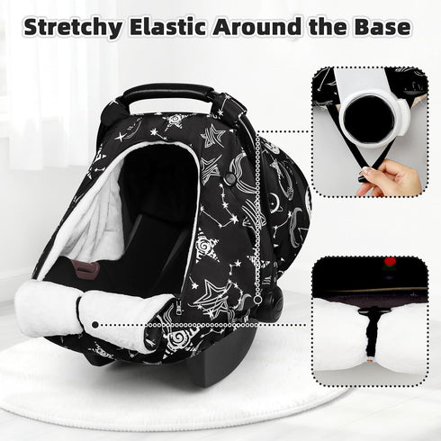 Winter Car Seat Cover Baby, GFU Warm Carseat Cover for Babies, Universal Infant Car Seat Canopy Waterproof, Cold