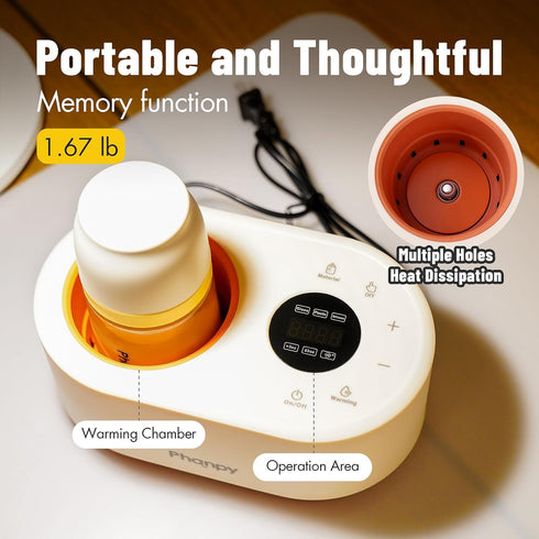 12-in-1 Phanpy Water-Free Bottle Warmer, Multifuntion Fast Baby Bottle Warmer for Breastmilk, Bottle Warmer for Travel