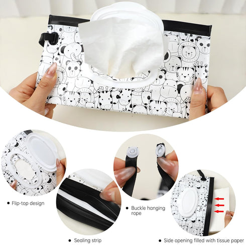 YAHUIPEIUS 2Pack Baby Wipes Dispenser Portable Baby Wipe Holder Refillable Wet Wipes Container Reusable Travel Wipes