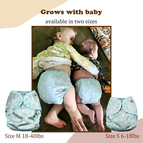 Gusset Mama Koala Reusable Adjustable Cloth Diaper Covers with Double for Girls and Boys, Snap Closure, Size S (Simply