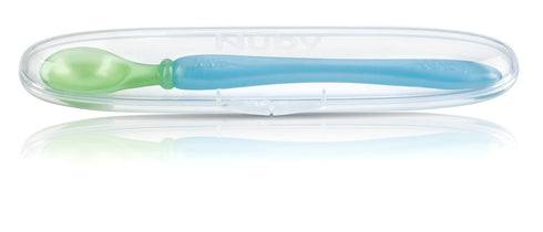 Nuby 3-Pack Easy Go Spoons with Travel Case, Colors May Vary, 9 Months Plus