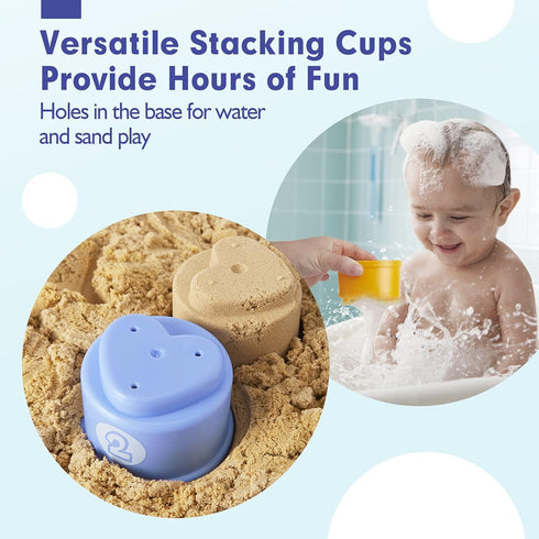 hahaland Stacking Cups for Toddlers 1-3 - Montessori Learning Toy for 1 Year Old Boy Birthday Gift, 12-18 Months