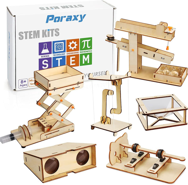 Poraxy 6 in 1 STEM Kits for Kids Age 8-10, Science Building Educational Projects, Gifts for Boys and Girls