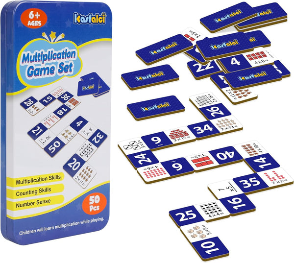 Multiplication Dominoes Set, Math Manipulatives Games for Kids, Learning Activities for Preschool and Kindergarten
