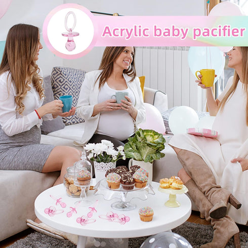 100 2.75 Inch Pieces Plastic Pacifier for Baby Shower, Baby Shower Pacifier for Gender Reveal Party Decoration DIY