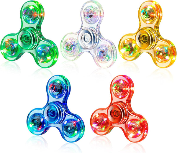 FIGROL 5 Pack LED Light Up Fidget Spinners, Party Favors and Classroom Prizes