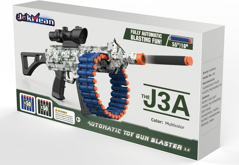 Electric Automatic Toy, JakMean Toy Blaster with 30 Dart Clips and 100 Foam Darts for Outdoor Shooting Games