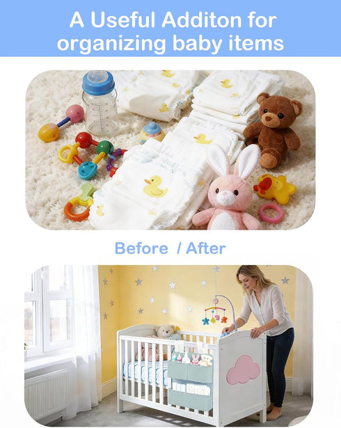80+ Hanging Diaper Organizer for Bassinet/Crib/Playpen/Playard Hold Diapers - Changing Table Diaper Holder Attachment