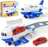 Beestech Airplane Toys with Runway and Car, Friction Powered Launcher Plane Toys