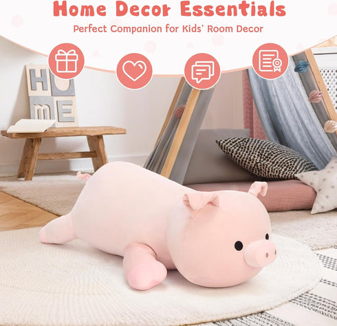 24" MaoGoLan Pink Pig Stuffed Animal Plush Pillow Giant Stuffed Pig Toy, Soft Hugging Piglet Toy for Kid Girl Boy