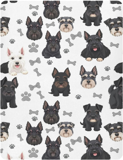 Pigsaly 27x39 Inch Crib Sheets Black White Puppy Schnauzer Dogs Baby Sheet for Standard Crib Mattress Boys Girls