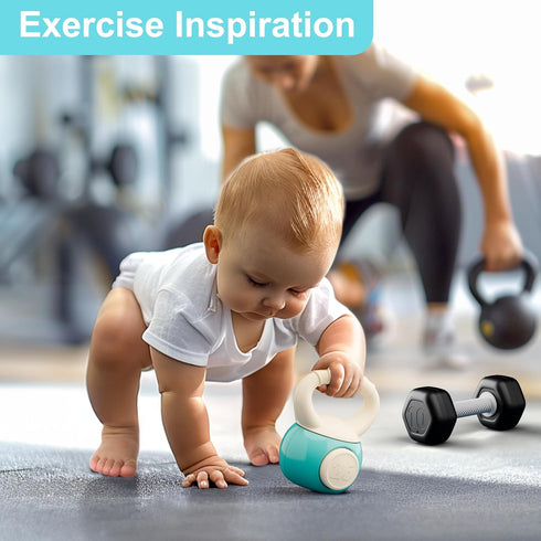 Set, 3-6-12 5 7 8 9 10 Girl-4PCS iPlay, iLearn Baby First Gym Rattle Infant Dumbbell Weights Teething Rattles Month