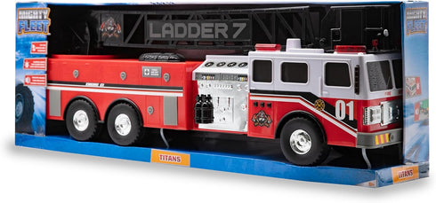 Titan Firetruck - 29" Realistic Toy with Lights, Sound & Working Ladder for Kids, 2 AA Batteries Included