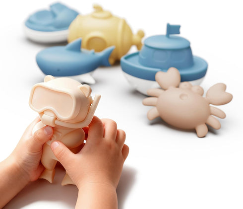 8Pcs Set MarcZero Ocean Silicone Bath Toys for Toddlers Kids Babies,Bathtub Water Toys,Soft Squeezable Easy-Grip Pool