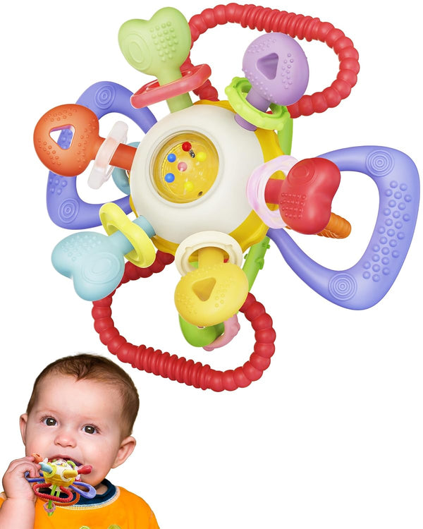 Baby Montessori Sensory Teething Toy - Safe, Multi-Functional BPA-Free Silicone Teether for