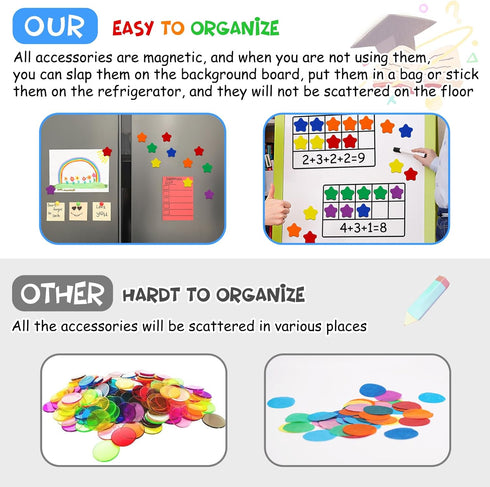 LOOIKOOS Magnetic Ten-Frame Set – Math Manipulative EVA Number Counting Games – Montessori Educational Toy Gift
