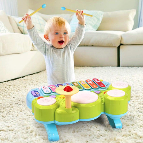 Baby Musical Toys 3 in 1 Piano Keyboard Xylophone Drum Set for 1 Year Old Girls Boys, Music Instrument Learning Toys