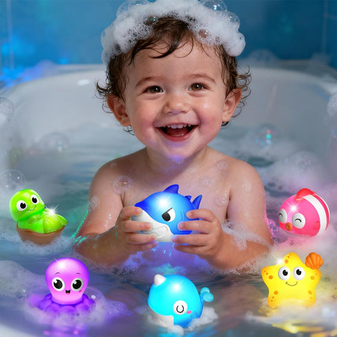 6 Packs 1-3, 12-18 2-4, 1 2 Light Up Bath Toys for Kids Ages Sea Animals Bathtub Toys for Baby Months Toddlers Water