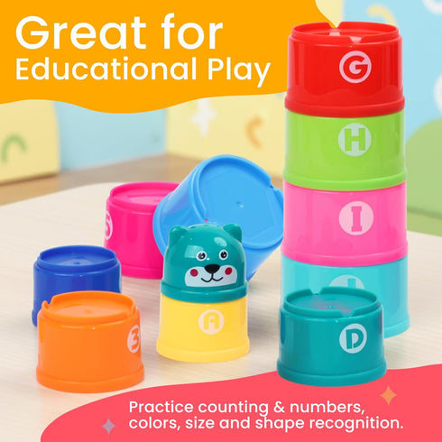 13 Set 10-Piece 612 13 (10Pcs) Educational Stacking Toys for Toddlers | Numbers & Alphabet Stacking Cups | Baby