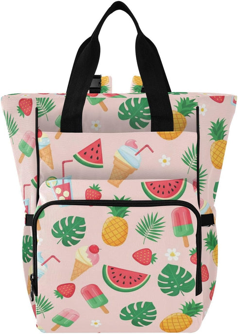 SPRIPORT Pineapple Ice Cream Pink Pattern Diaper Bag Backpack for Baby Boys Girls