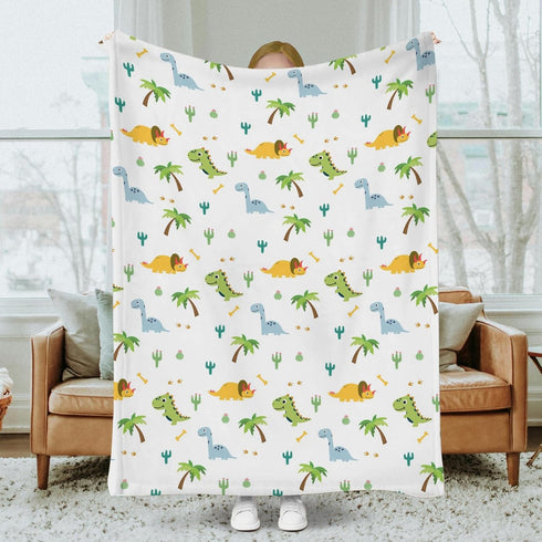 SqtmuHLuo 60x80inch Dinosaur Kids Baby Blanket for Boys Girls Dinosaur Cactus Palm Flannel Fleece Nursery Bed Blankets