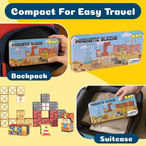 OAR Set 35 38 Magnetic Building Blocks for Toddlers PCS Mini Magnetic Blocks, Travel Magnetic Blocks Toy with Portable