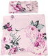 Set Galabloomer Receiving Blanket Headband Flower Print Baby Swaddle Receiving Blankets (purple rose)
