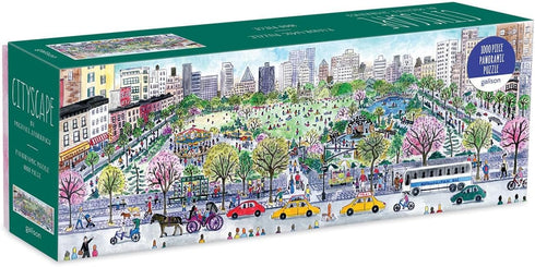 Galison Michael Storrings Cityscape Panoramic Puzzle, 1000 Pieces, City Skyline Jigsaw Puzzle Featuring Colorful Artwork by Storrings Thick, Sturdy Pieces, Challenging Family Activity