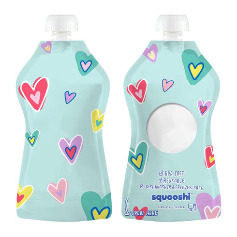 12 Pack 5 oz Squooshi Reusable Baby Food Pouches for Toddlers | BPA Free Plastic, Food Safe, Freezer Safe | Refillable