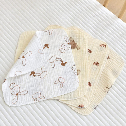 Lily Brown 4 Pack Baby Washcloths Soft Absorbent Cotton Washable- Saliva Towel Face Wipes Bath Face Towel Wipes Baby