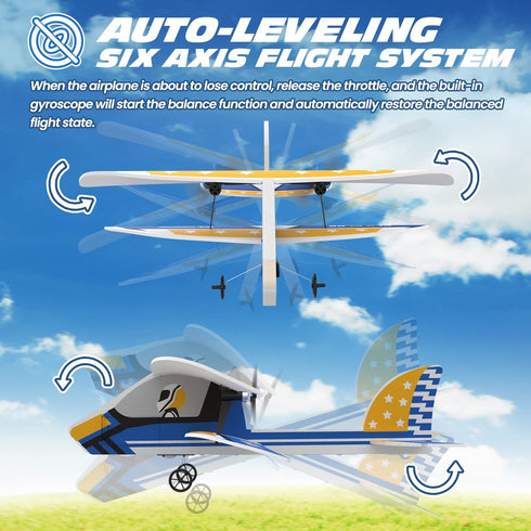 2.4GHZ 3 6-axis 2CH DEERC RC Plane, Remote Control Airplane W/ Batteries & Gyro Stabilizer, RTF RC Glider Toy