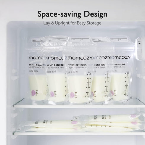 Momcozy 6 200pcs Breastmilk Storing Bags, Temp-Sensing Discoloration Milk Storing Bags for Breastfeeding, Disposable
